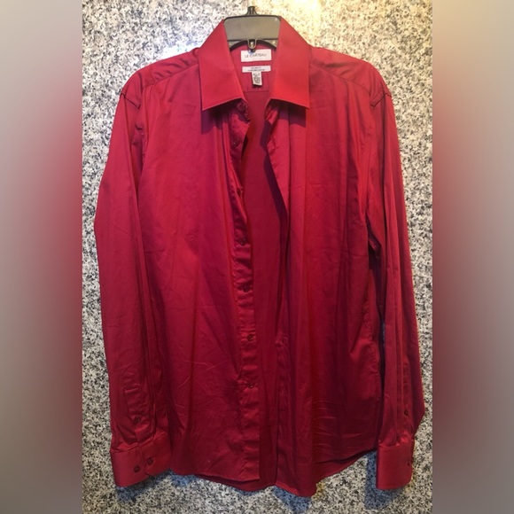 **Le Château Vibrant Red Dress Shirt** - Picture 1 of 2